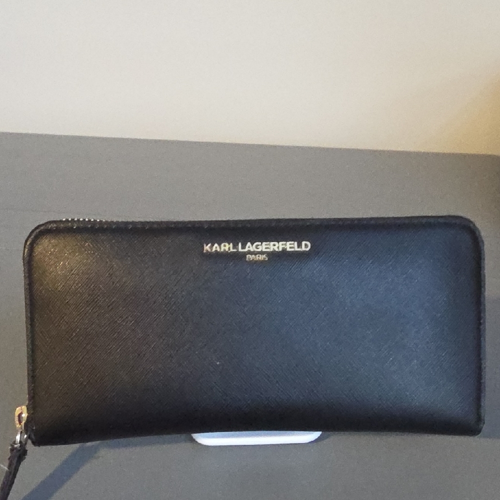 Karl Lagerfeld Black Zip-Around Wallet